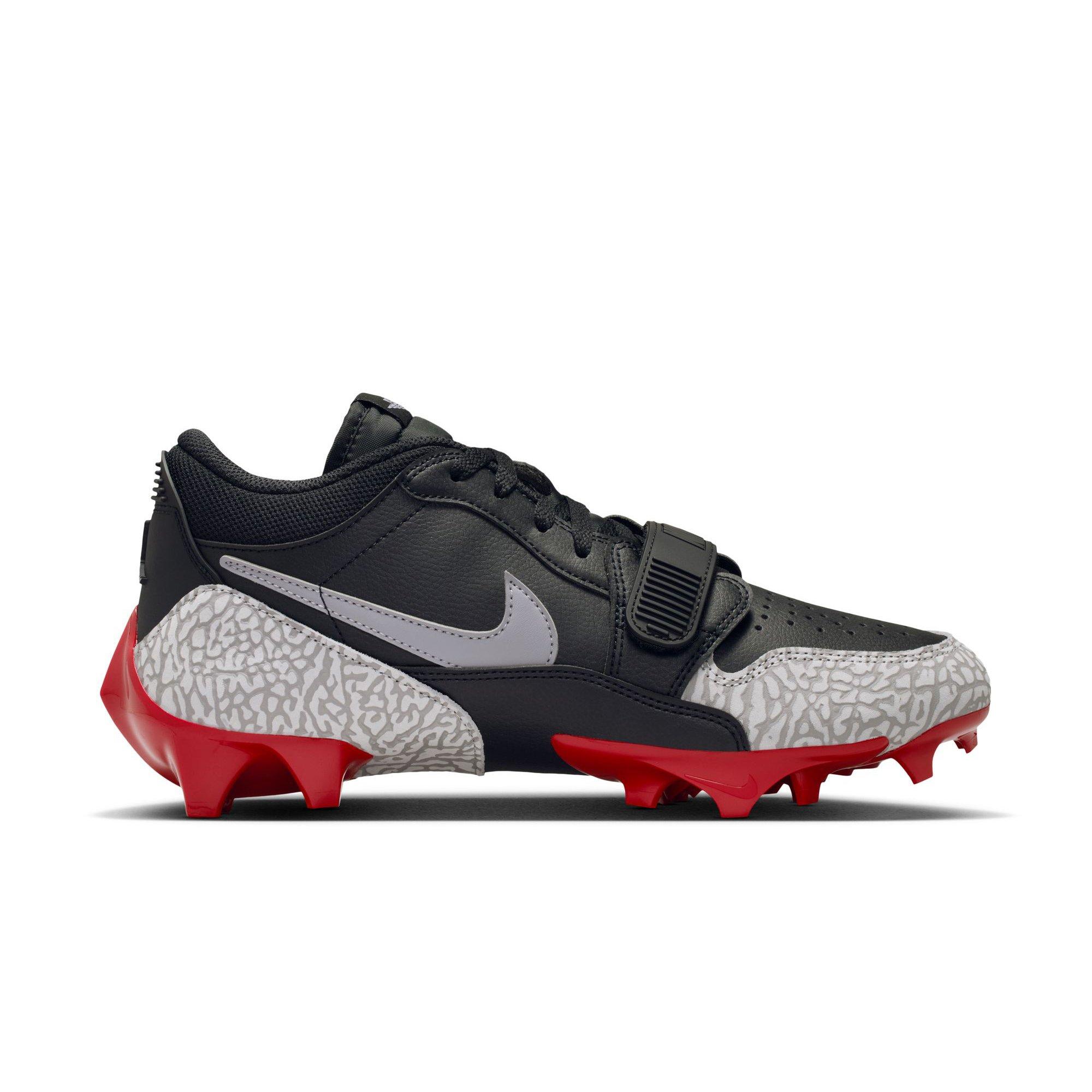 Jordan Legacy 312 Low TD "Black/Cement Grey/White/Varsity Red" Men's Football Cleat - BLACK/GREY/RED